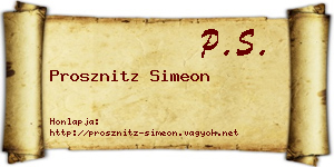 Prosznitz Simeon névjegykártya